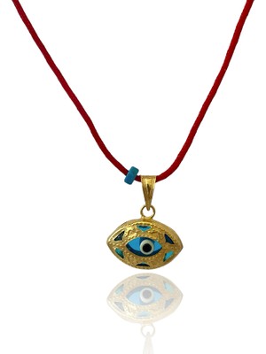 Spossy Silver Jewelry Oval Nazar Cam Göz Ipli Kolye