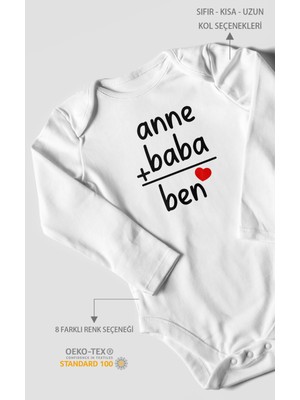 Morivo Kids Anne Baba ve Ben Baskılı Bebek Zıbını – Çıtçıtlı Body | %100 Pamuk Uzun Kol