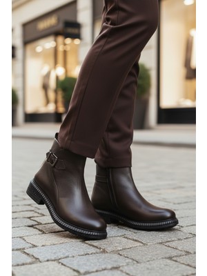 Ayakmod Premium 20913-1 Z Kahve Kadın Polarlı Klasik Bot