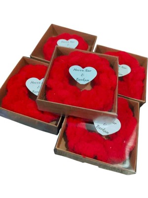 5 Adet Örgü Kırmızı Kutulu Toka Kına Düğün Söz Hediyelik