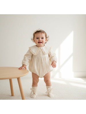 Butik Kız Bebek - Çocuk Fistolu Çorap Aksesuarlı %100 Pamuklu Salopet