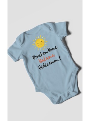 Morivo Kids Bırakın Beni Halama Gidicemm Baskılı Bebek Zıbını – Çıtçıtlı Body | %100 Pamuk Kısa Kol