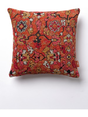 The Kun Jakarlı Etnik Kilim Desenli Kırlent Kılıfı-Kırmızı
