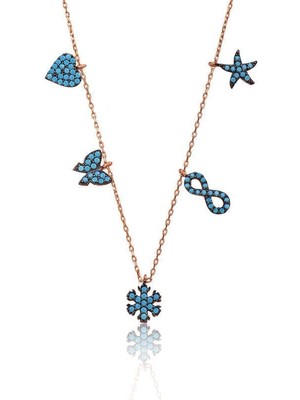 Inure Jewelry Gümüş Firuze Taşlı Şans Kolyesi