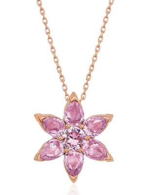 Inure Jewelry Gümüş Rose Pembe Çiçek Kolye