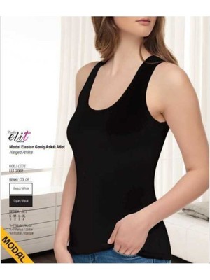 Tutku Elit 3'lü Bayan Modal Likralı Geniş Askılı Atlet-Siyah-M