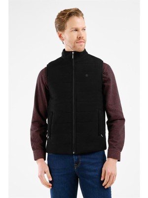 İmza Siyah Dik Yaka Fermuarlı Casual Slim Fit Kapitone Yelek 1009255103