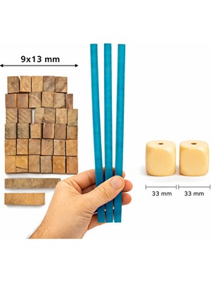 Tesbih Yapımına Özel Malzeme Seti Kuka Taslak Turkuaz Ateş Çubuk Bakelit Zar