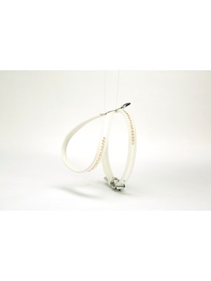  Taşlı Deri Köpek Göğüs Tasması 1,2 x 21-30 cm Beyaz