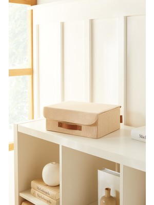 PremiumPort Katlanabilir Jüt Keten Kumaş Dolap Çekmecesi Saklama Kutusu 30X23X11