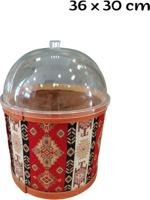 PremiumPort Ahşap Kutu Bakliyat Sepeti Kilim Kumaş Kaplama Kuru Gıda Saklama