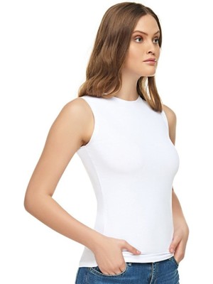 Elit 1'li Paket Tutku Kadın Pamuk Elastan Sıfır Kol Body 2201-BEYAZ-L