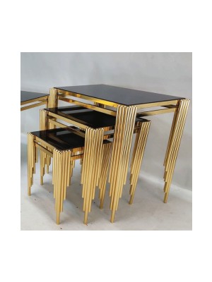 Çelsan Kare Sütun Model 3’lü Zigon Sehpa Seti – Metal Ayaklı, Iç Içe Geçen Zigon Sehpa