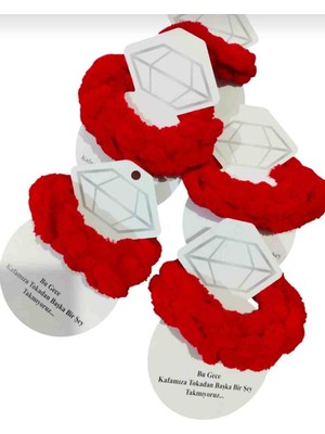 5 Adet Örgü Kırmızı Toka Kına Düğün Söz Hediyelik Bride