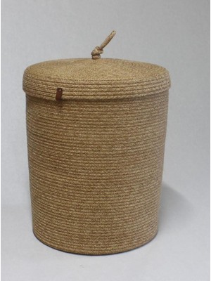 PremiumPort Hasır Kapaklı Çamaşır Sepeti 36X40, Şık ve Kullanışlı Depolama Çözümü