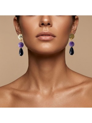 THEIA GemWorks Lini— Ametist, Hematit & Oniks Küpe