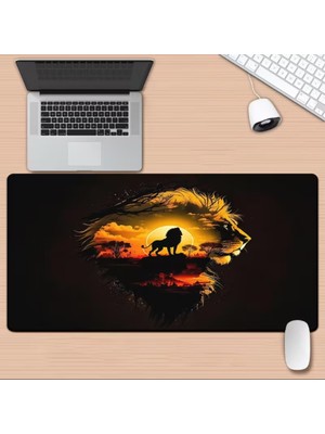 Sge Teknoloji 70X30 cm Kırmızı Aslan Tasarım Kaydırmaz Taban Speed Yüzey Oyuncu Mouse Pad Gaming