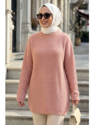 Neva Style Pudra Tesettür Triko Kazak 8854PD