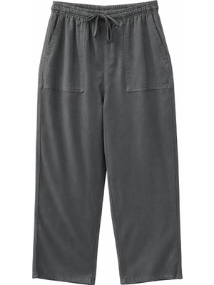 Mixray 4767 Kadın Geniş Paça Palazzo Cepli Pantolon Antrasit