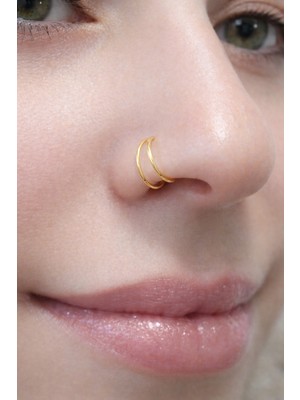 Sacce Scarves & Accessories Gold Renk Iki Sıralı Halka Hızma Gold Kaplama Gümüş Hızma