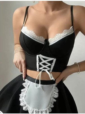 Lily Bianca Kırmızı Hizmetçi Kostüm Fransız Model