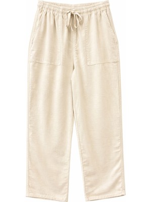 Mixray 4767 Kadın Geniş Paça Palazzo Cepli Pantolon Taş