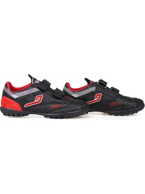 Kajila Erkek Çocuk Siyah Kırmızı Halı Saha Ayakkabı - Bağcıklı, Rahat Konforlu ve Dayanıklı Futbol Ayakkabısı