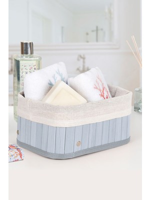 PremiumPort Katlanabilir Bambu Sepet, Astarlı Kare 20X20X16, Açık Gri