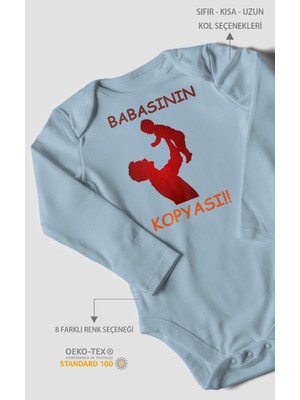 Morivo Kids Babasının Kopyası Baskılı Bebek Zıbını – Çıtçıtlı Body | %100 Pamuk Uzun Kol