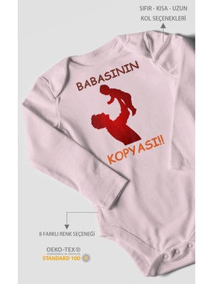 Morivo Kids Babasının Kopyası Baskılı Bebek Zıbını – Çıtçıtlı Body | %100 Pamuk Uzun Kol