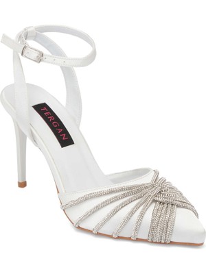 Tergan Beyaz Tekstil Kadın Abiye Ayakkabı - K25Y1AY67812-P9X