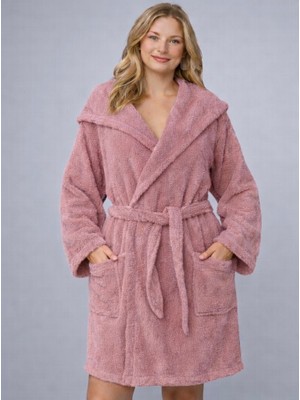 Emillie Kapşonlu Bukle Bornoz -%100 Pamuk