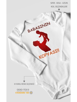 Morivo Kids Babasının Kopyası Baskılı Bebek Zıbını – Çıtçıtlı Body | %100 Pamuk Uzun Kol