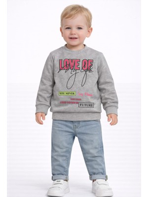 love Baskı Detaylı Yuvarlak Yaka Sweat