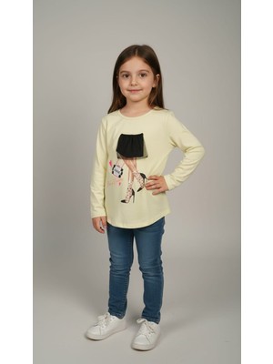 love Yazı Baskılı Taşlı Penye Bluz