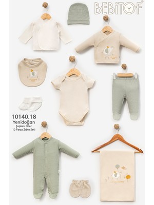 Bebitof My Baby Kumsal % 100 Coton 10 Lu Hastane Çıkışı Şapkalı Filler 10140