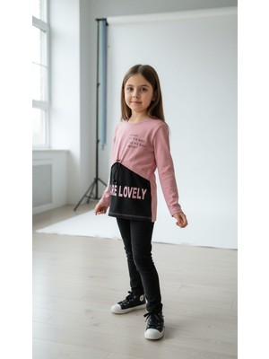 love Yazı Baskılı Taşlı Penye Bluz