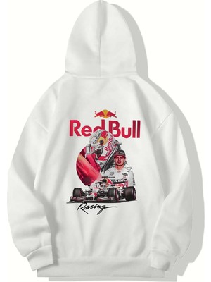 Brz Collection Unisex Oversize Racing F1 Redbull Hoodie (Beyaz)