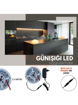 Allians Şerit LED 2.5m Günışığı Tak Çalıştır Adaptör Dahil, Çok Yönlü Aydınlatma