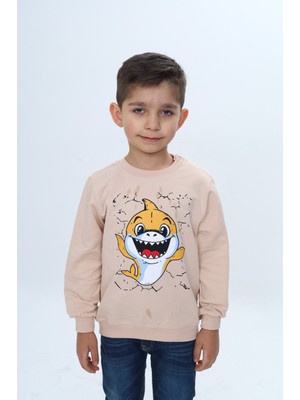 Toontoy Erkek Çocuk Çıtçıtlı Köpek Balığı Baskılı Sweatshirt