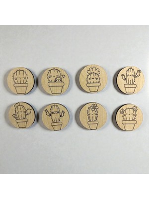 Pelince Dekoratif Mıknatıslı Ahşap Görünümlü Buzdolabı Magneti 8'li Paket - Fotoğraf ve Not Tutacak Mutfak Süsü