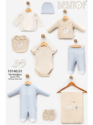 Bebitof My Baby Kumsal % 100 Coton 10 Lu Hastane Çıkışı Şapkalı Filler 10140