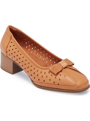 Tergan Taba Hakiki Deri Kadın Topuklu Ayakkabı - K25I1AY67832-A29