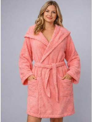 Emillie Kapşonlu Bukle Bornoz -%100 Pamuk