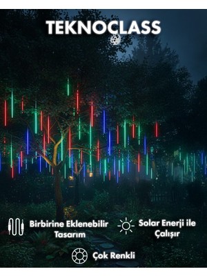 Allians 8'li Meteor Kayan Tüp LED Bahçe ve Sokak Işıkları Solar Güneş Enerjili