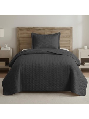 Altınpamuk Süet Başak Tek Kişilik Yatak Örtüsü 180X240 Antrasit