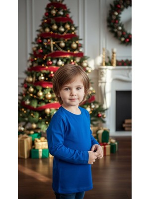 love Yuvarlak Yaka Viskon Unisex Blu<z