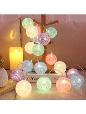 Allians Renkli Montessori Top LED Işık Dizisi, 1.5 M, 10 Top, 6 cm Işık Topları