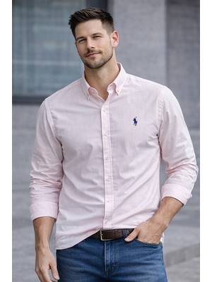 Quero Keten Pamuk Düğmeli Yaka Erkek Gömlek