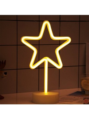 Allians Yıldız Neon LED Masa ve Gece Lambası, Usb'li, Dekoratif Aydınlatma